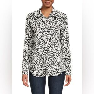 Karl‎ Lagerfeld Paris Black & White Print Button-Up Shirt - Size S